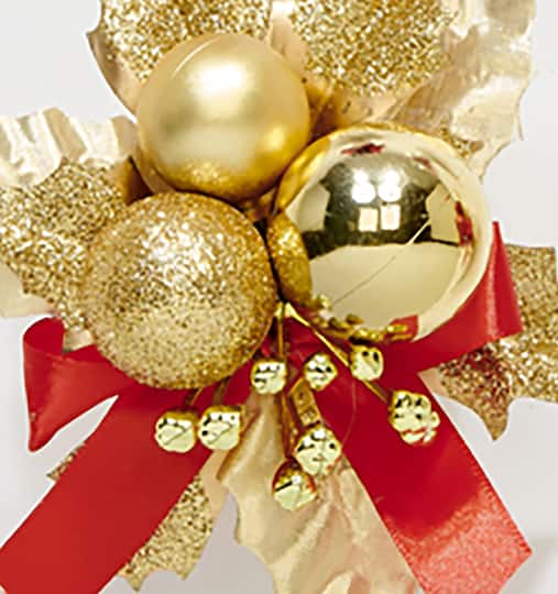 7" Christmas Ball Berry Leaves Pick